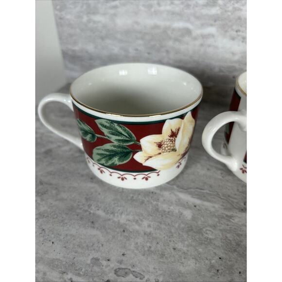Gibson Everyday China Sweet Magnolia‎ Pattern Cup Mug Set Of 4 - Picture 9 of 16